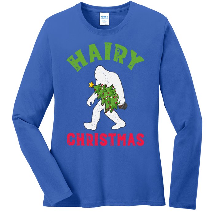 Bigfoot Hairy Christmas Tree Christmas Gift Ladies Long Sleeve Shirt