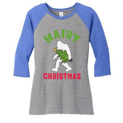 Bigfoot Hairy Christmas Tree Christmas Gift Women's Tri-Blend 3/4-Sleeve Raglan Shirt