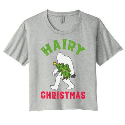 Bigfoot Hairy Christmas Tree Christmas Gift Women's Crop Top Tee