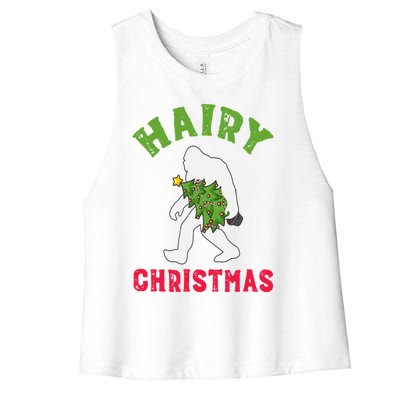 Bigfoot Hairy Christmas Tree Christmas Gift Women's Racerback Cropped Tank