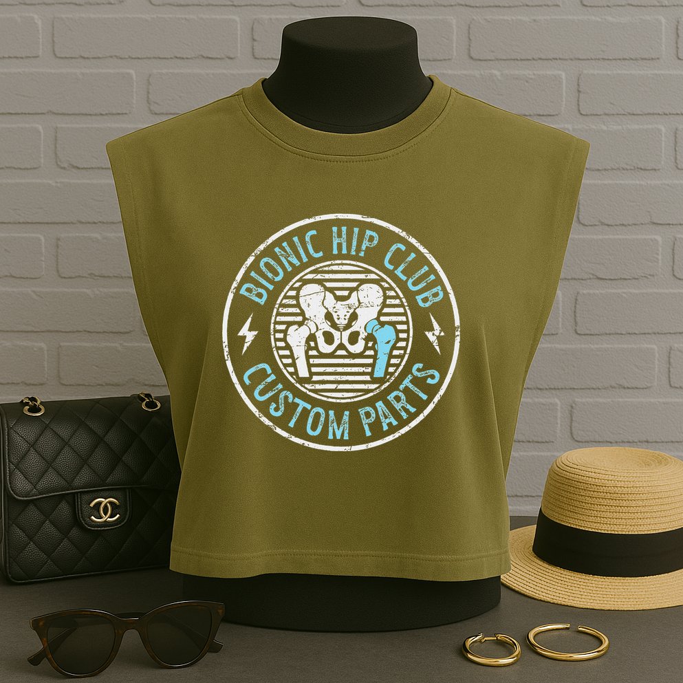 Bionic Hip Club Hip Surgery Recovery Hip Replacement Surgery Garment-Dyed Women's Muscle Tee