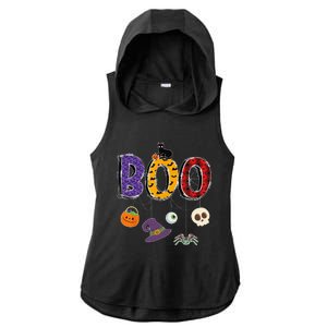 Boo Halloween Costume Groovy Spooky Boo Crew Gift Ladies PosiCharge Tri-Blend Wicking Draft Hoodie Tank