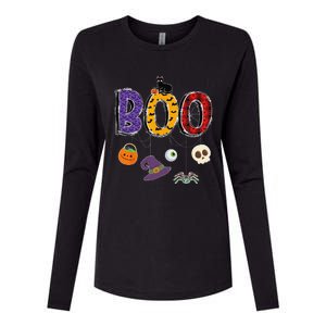 Boo Halloween Costume Groovy Spooky Boo Crew Gift Womens Cotton Relaxed Long Sleeve T-Shirt