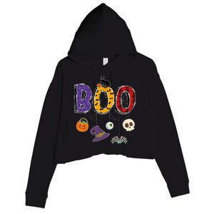 Boo Halloween Costume Groovy Spooky Boo Crew Gift Crop Fleece Hoodie