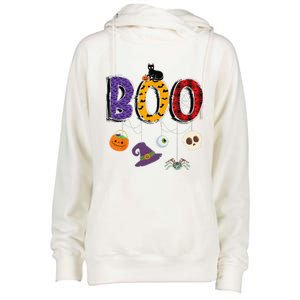 Boo Halloween Costume Groovy Spooky Boo Crew Gift Womens Funnel Neck Pullover Hood