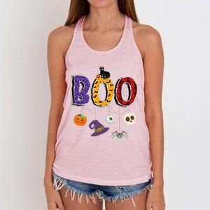 Boo Halloween Costume Groovy Spooky Boo Crew Gift Women's Knotted Racerback Tank