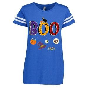 Boo Halloween Costume Groovy Spooky Boo Crew Gift Enza Ladies Jersey Football T-Shirt