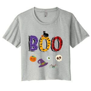 Boo Halloween Costume Groovy Spooky Boo Crew Gift Women's Crop Top Tee