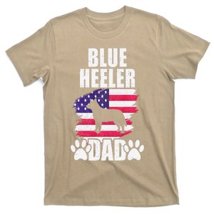 Blue Heeler Dad Dog Lover American Us Flag T-Shirt