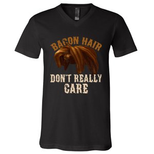 Bacon Hair DonT Really Care For Boy Video Gamers V-Neck T-Shirt