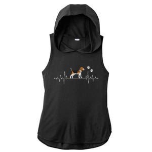 Beagle Heartbeat Dog Lover funny animal Ladies PosiCharge Tri-Blend Wicking Draft Hoodie Tank