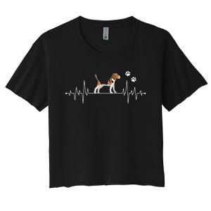 Beagle Heartbeat Dog Lover funny animal Women's Crop Top Tee