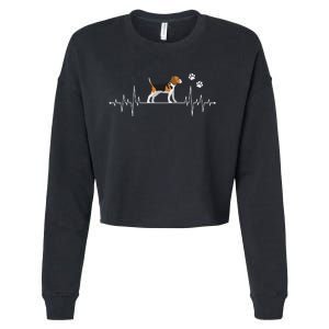 Beagle Heartbeat Dog Lover funny animal Cropped Pullover Crew