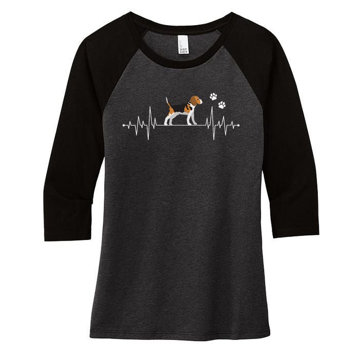 Beagle Heartbeat Dog Lover funny animal Women's Tri-Blend 3/4-Sleeve Raglan Shirt