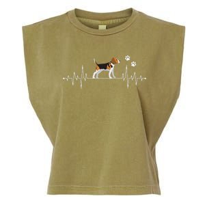 Beagle Heartbeat Dog Lover funny animal Garment-Dyed Women's Muscle Tee