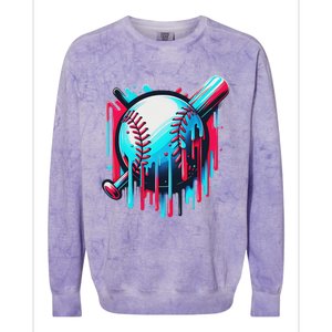 Baseball Homeplate Drip Ice Cream Sprinkles Dripping Candy Colorblast Crewneck Sweatshirt