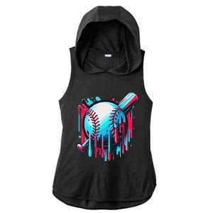 Baseball Homeplate Drip Ice Cream Sprinkles Dripping Candy Ladies PosiCharge Tri-Blend Wicking Draft Hoodie Tank