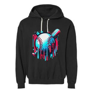 Baseball Homeplate Drip Ice Cream Sprinkles Dripping Candy Garment-Dyed Fleece Hoodie