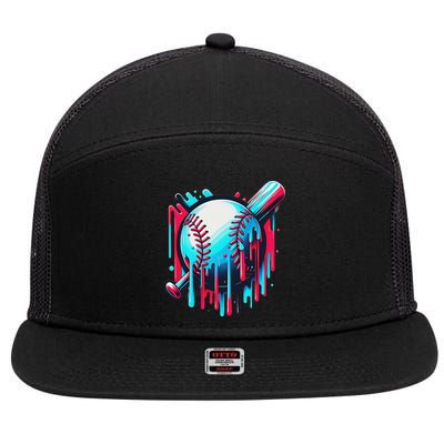 Baseball Homeplate Drip Ice Cream Sprinkles Dripping Candy 7 Panel Mesh Trucker Snapback Hat