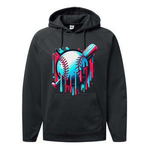 Baseball Homeplate Drip Ice Cream Sprinkles Dripping Candy Performance Fleece Hoodie