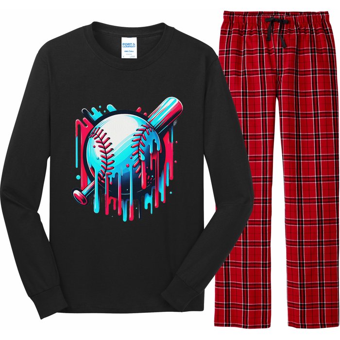 Baseball Homeplate Drip Ice Cream Sprinkles Dripping Candy Long Sleeve Pajama Set