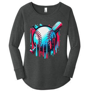 Baseball Homeplate Drip Ice Cream Sprinkles Dripping Candy Women's Perfect Tri Tunic Long Sleeve Shirt