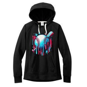 Baseball Homeplate Drip Ice Cream Sprinkles Dripping Candy Women's Fleece Hoodie