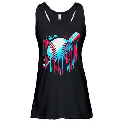 Baseball Homeplate Drip Ice Cream Sprinkles Dripping Candy Ladies Essential Flowy Tank