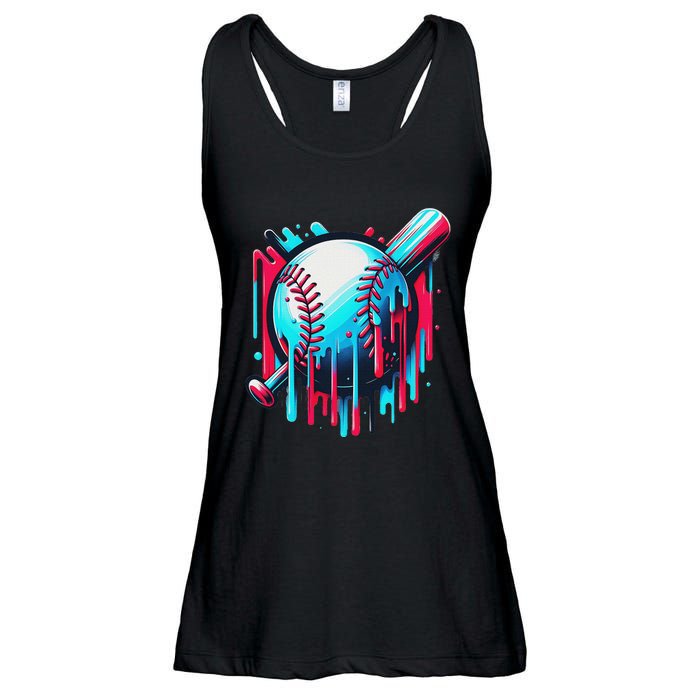 Baseball Homeplate Drip Ice Cream Sprinkles Dripping Candy Ladies Essential Flowy Tank