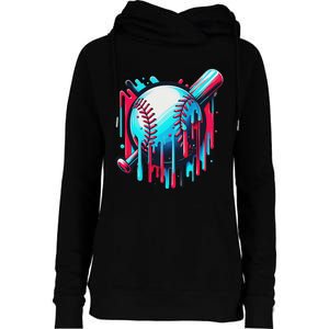 Baseball Homeplate Drip Ice Cream Sprinkles Dripping Candy Womens Funnel Neck Pullover Hood