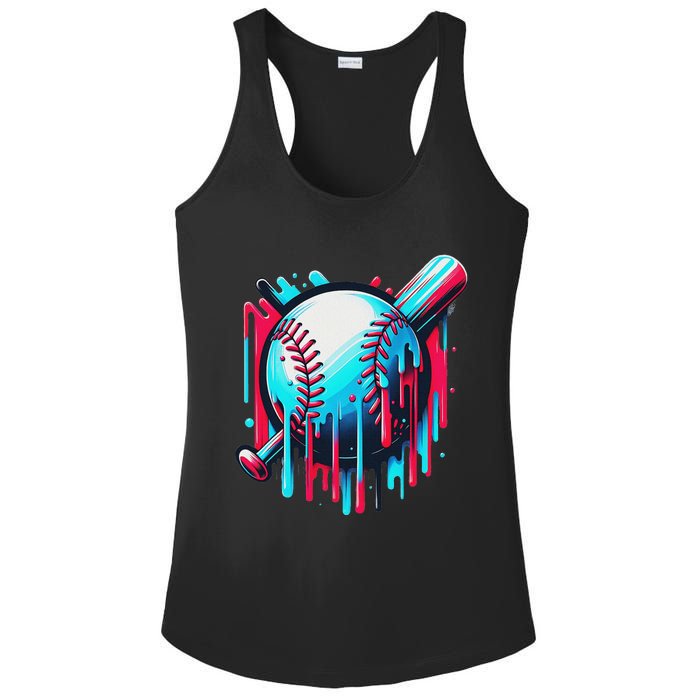 Baseball Homeplate Drip Ice Cream Sprinkles Dripping Candy Ladies PosiCharge Competitor Racerback Tank