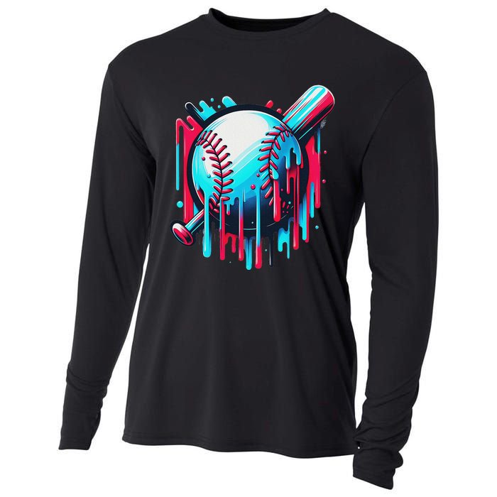 Baseball Homeplate Drip Ice Cream Sprinkles Dripping Candy Cooling Performance Long Sleeve Crew