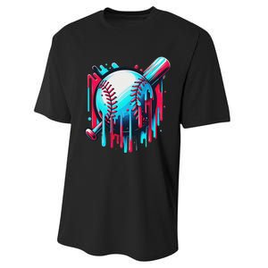 Baseball Homeplate Drip Ice Cream Sprinkles Dripping Candy Performance Sprint T-Shirt