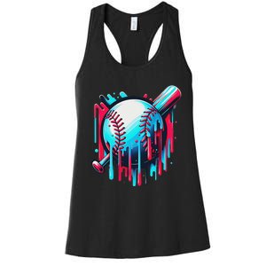 Baseball Homeplate Drip Ice Cream Sprinkles Dripping Candy Women's Racerback Tank