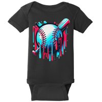 Baseball Homeplate Drip Ice Cream Sprinkles Dripping Candy Baby Bodysuit