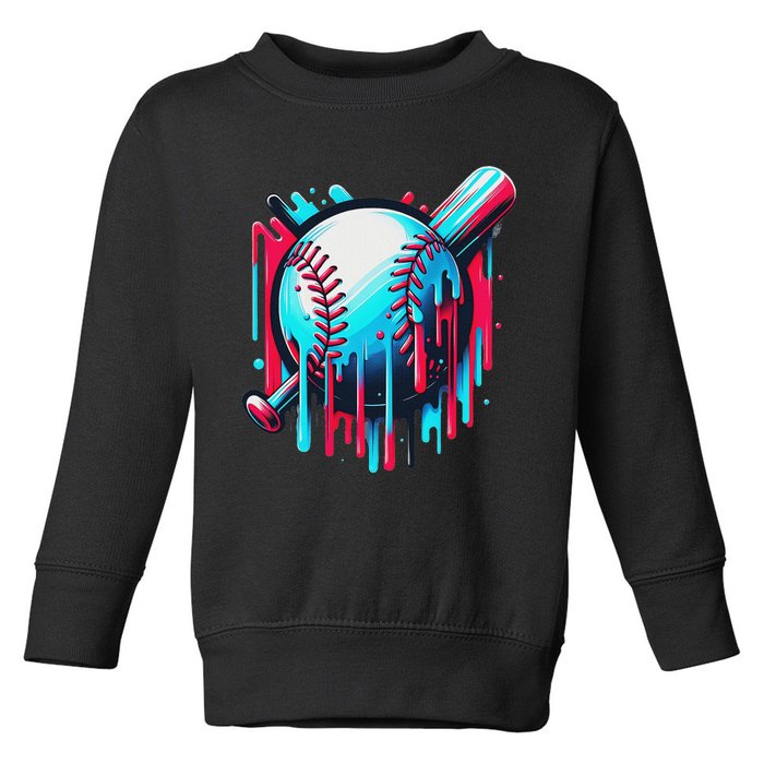 Baseball Homeplate Drip Ice Cream Sprinkles Dripping Candy Toddler Sweatshirt