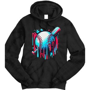 Baseball Homeplate Drip Ice Cream Sprinkles Dripping Candy Tie Dye Hoodie