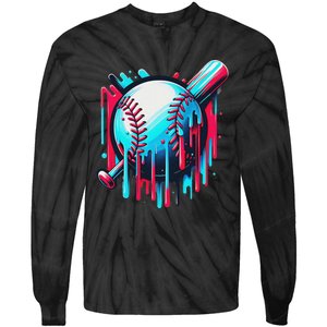 Baseball Homeplate Drip Ice Cream Sprinkles Dripping Candy Tie-Dye Long Sleeve Shirt