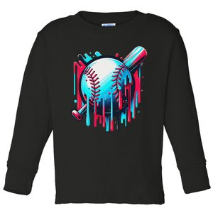 Baseball Homeplate Drip Ice Cream Sprinkles Dripping Candy Toddler Long Sleeve Shirt