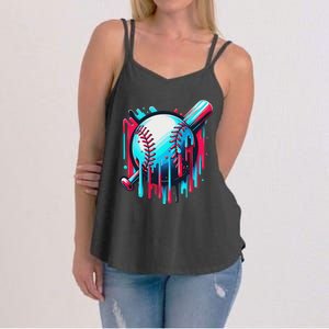 Baseball Homeplate Drip Ice Cream Sprinkles Dripping Candy Women's Strappy Tank