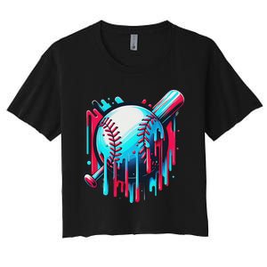 Baseball Homeplate Drip Ice Cream Sprinkles Dripping Candy Women's Crop Top Tee