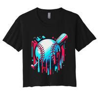 Baseball Homeplate Drip Ice Cream Sprinkles Dripping Candy Women's Crop Top Tee