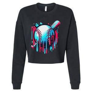 Baseball Homeplate Drip Ice Cream Sprinkles Dripping Candy Cropped Pullover Crew