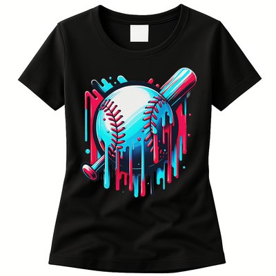 Baseball Homeplate Drip Ice Cream Sprinkles Dripping Candy Womens T-Shirt