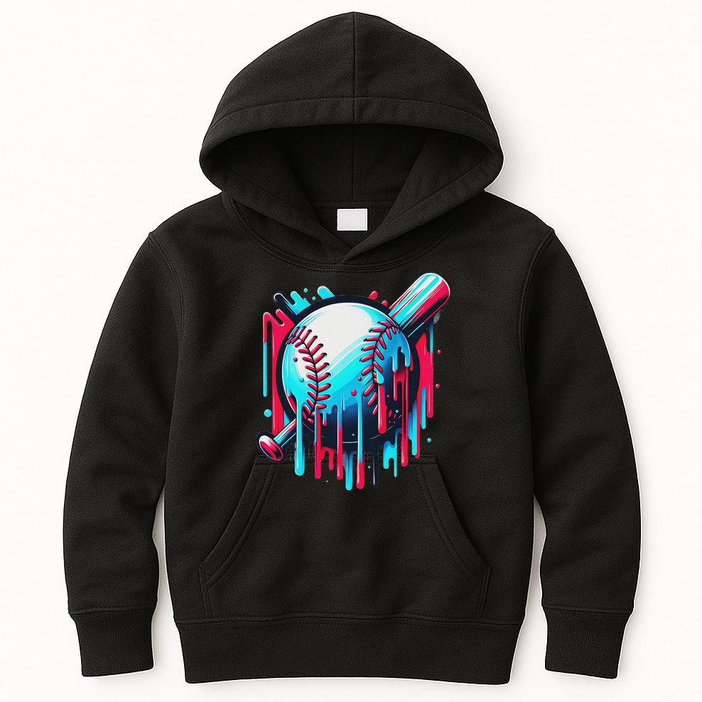 Baseball Homeplate Drip Ice Cream Sprinkles Dripping Candy Kids Hoodie