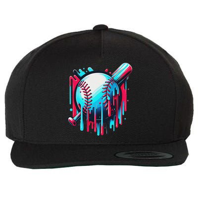 Baseball Homeplate Drip Ice Cream Sprinkles Dripping Candy Wool Snapback Cap