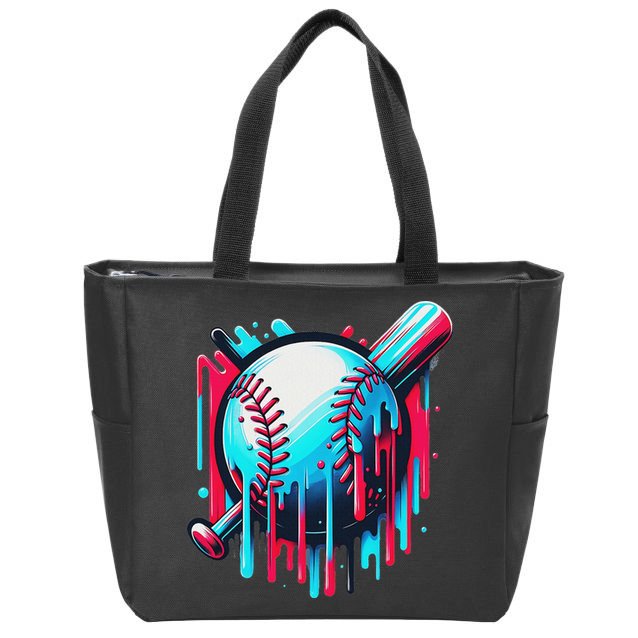 Baseball Homeplate Drip Ice Cream Sprinkles Dripping Candy Zip Tote Bag