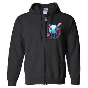 Baseball Homeplate Drip Ice Cream Sprinkles Dripping Candy Full Zip Hoodie