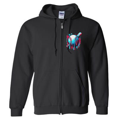 Baseball Homeplate Drip Ice Cream Sprinkles Dripping Candy Full Zip Hoodie