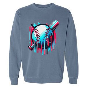 Baseball Homeplate Drip Ice Cream Sprinkles Dripping Candy Garment-Dyed Sweatshirt